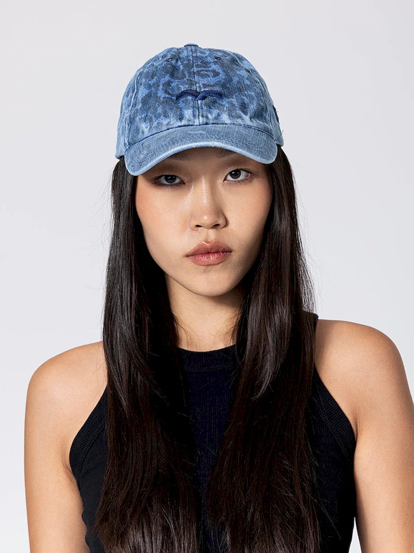 Buewutiry Blue Leopard Print Flat Bill Brim Hat for Men